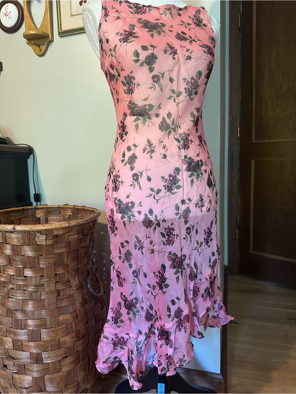 Floral Pink Sleeveless Midi Dress Betsey Johnson Vintage - Picture 6 of 7